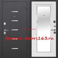 Железная дверь 7,5 см GARDA Серебро Зеркало Белый ясень