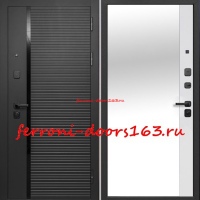 Металлическая дверь 9 см ЧЕРНОЕ ЗЕРКАЛО эмалит белый