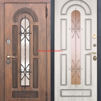 Входная дверь со стеклопакетом и ковкой Vikont