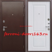 Надежная дверь 9 см антик медь белый ясень